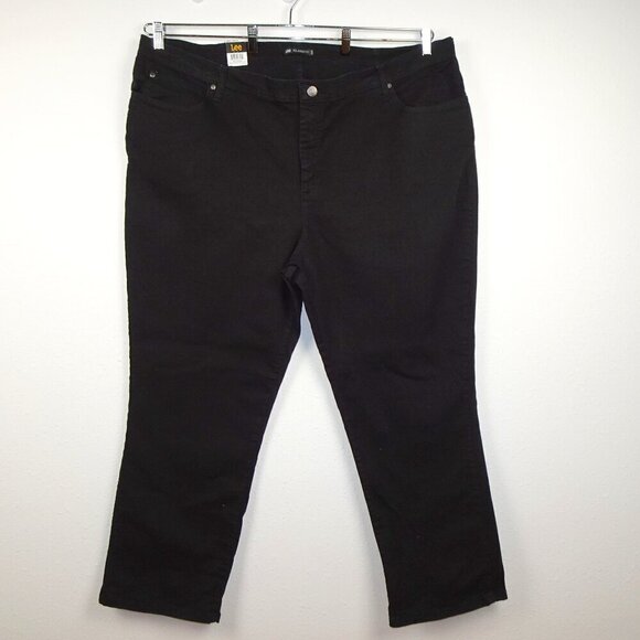 Lee Relaxed Fit Jeans Women's Plus Size 28W Black Denim Stretch - Picture 1 of 10